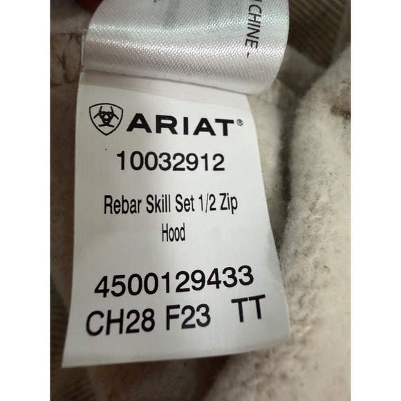 ARIAT Rebar Skill Set 1/2 Zip Hood Tan Heathered Fleece Pullover Hoodie Women - Picture 8 of 10